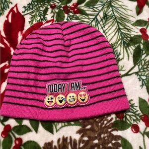 Pink and Black Striped Beanie